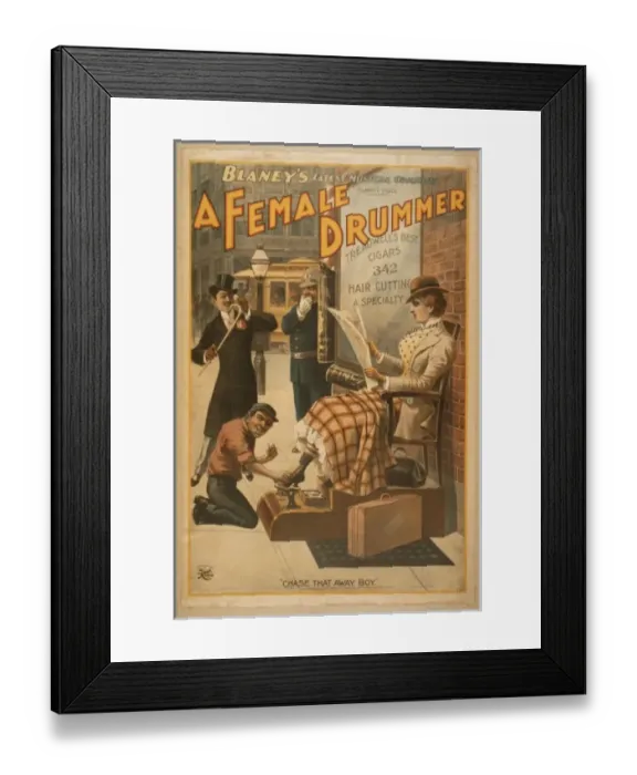 Framed Print : Blaneys latest musical comedy, A female drummer Framed Print : Blaneys latest musical comedy, A female drummer