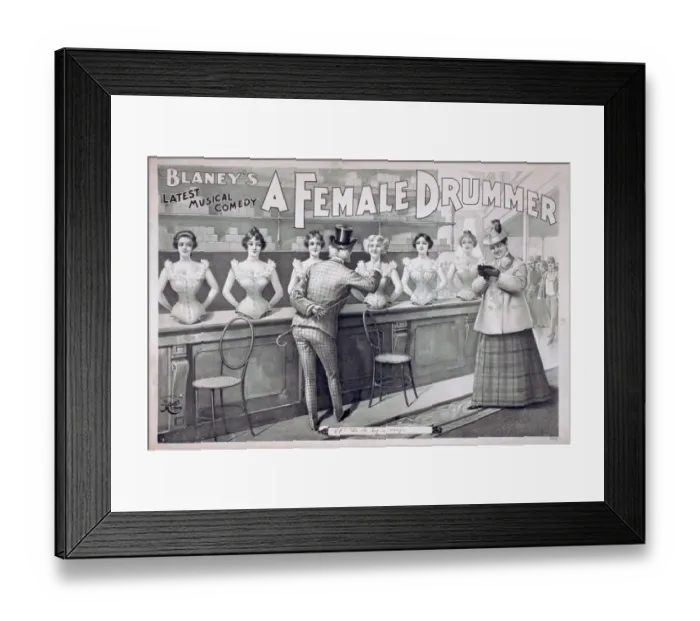 Framed Print : Blaneys latest musical comedy, A female drummer Framed Print : Blaneys latest musical comedy, A female drummer