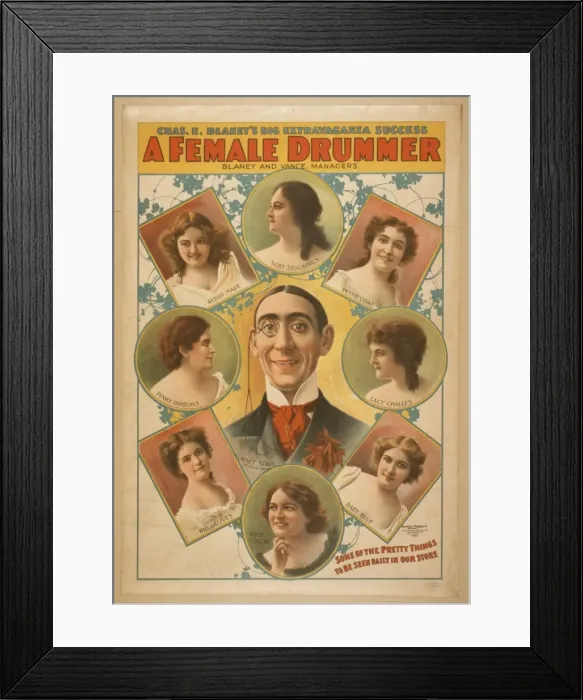 Framed Print : Chas. E. Blaneys big extravaganza success, A female drummer Framed Print : Chas. E. Blaneys big extravaganza success, A female drummer