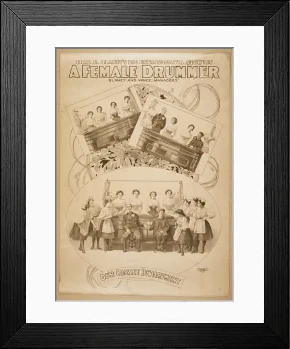Framed Print : Chas. E. Blaneys big extravaganza success, A female drummer Framed Print : Chas. E. Blaneys big extravaganza success, A female drummer