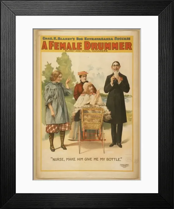 Framed Print : Chas. E. Blaneys big extravaganza success, A female drummer Framed Print : Chas. E. Blaneys big extravaganza success, A female drummer