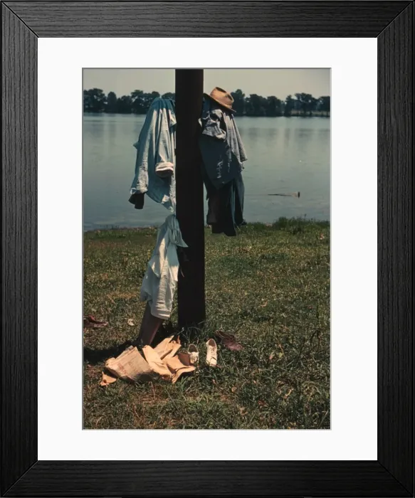 Framed Print : Clothes of swimmers hanging on a telegraph pole, Lake Provid Framed Print : Clothes of swimmers hanging on a telegraph pole, Lake Provid