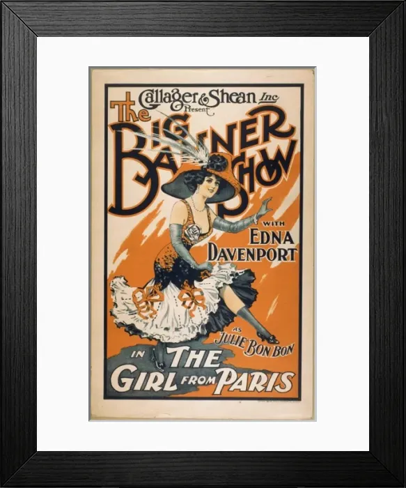 Framed Print : Callager & Shean, Inc. present The big banner show with Edna Framed Print : Callager & Shean, Inc. present The big banner show with Edna