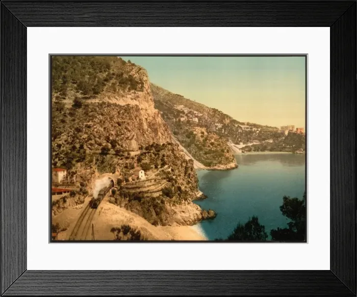 Framed Print : View on the road to La Turbie, Eze and St. Jean, Riviera Framed Print : View on the road to La Turbie, Eze and St. Jean, Riviera