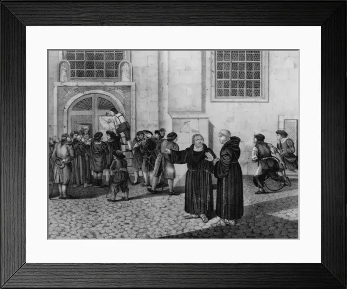 Framed Print : A small crowd has gathered to watch as Martin Luther directs Framed Print : A small crowd has gathered to watch as Martin Luther directs