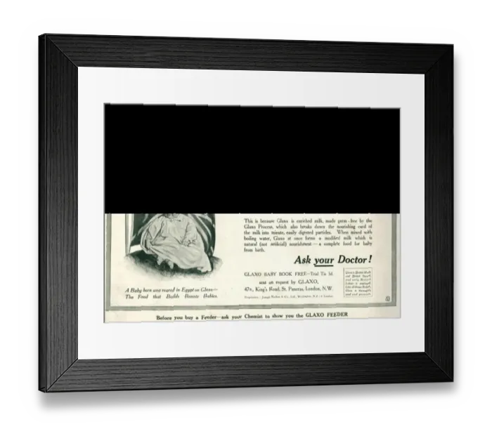 Framed Print : Advert for Glaxo baby food 1914 Framed Print : Advert for Glaxo baby food 1914