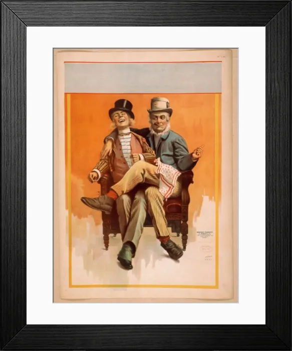 Framed Print : Two men sitting in one chair, one mans leg over the other s Framed Print : Two men sitting in one chair, one mans leg over the other s