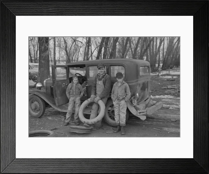 Framed Print : Henry Monk and two of his stepchildren on their farm near Ru Framed Print : Henry Monk and two of his stepchildren on their farm near Ru