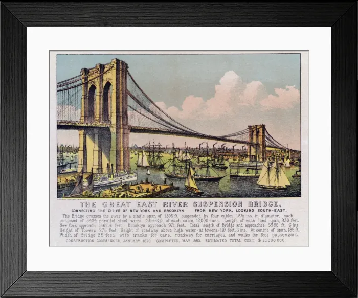 Framed Print : The Great East River Suspension Brige, New York Framed Print : The Great East River Suspension Brige, New York