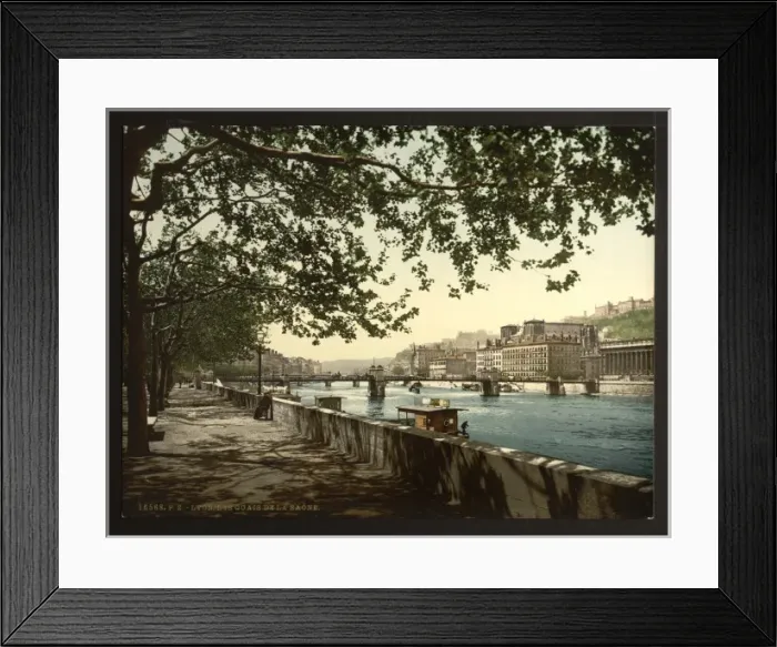 Framed Print : The quay of the Saone, Lyons, France Framed Print : The quay of the Saone, Lyons, France