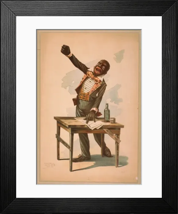 Framed Print : African American, standing at desk, with one hand resting on Framed Print : African American, standing at desk, with one hand resting on