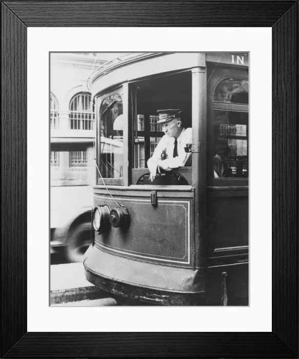 Framed Print : Street car motorman. Washington, D. C Framed Print : Street car motorman. Washington, D. C