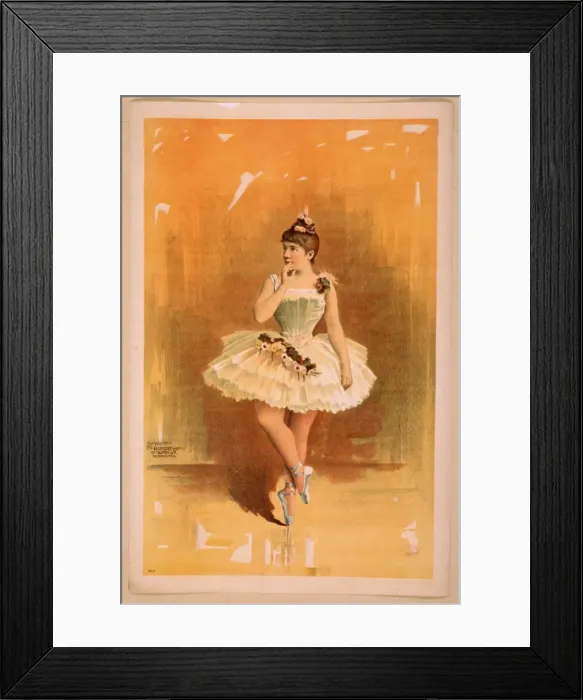 Framed Print : Ballerina in white costume with flowers in dance pose Framed Print : Ballerina in white costume with flowers in dance pose