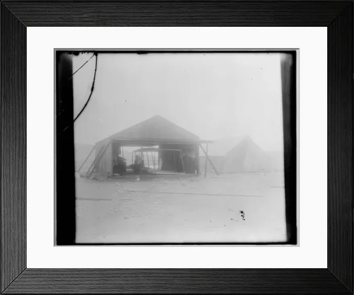 Framed Print : Wright brothers rebuilding their glider in a wooden shed ere Framed Print : Wright brothers rebuilding their glider in a wooden shed ere
