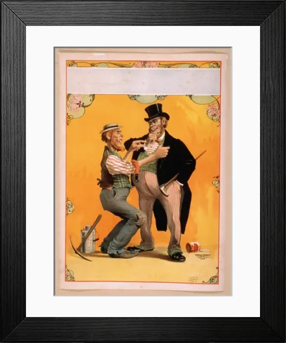 Framed Print : Irishman in work clothes admiring well dressed Irishmans st Framed Print : Irishman in work clothes admiring well dressed Irishmans st