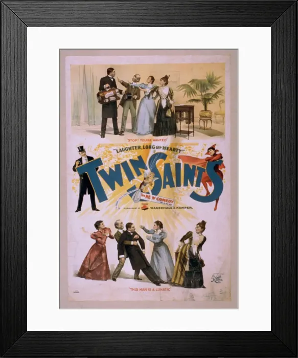 Framed Print : Twin saints the new comedy in 3 acts : by Frank J. Hallo & M Framed Print : Twin saints the new comedy in 3 acts : by Frank J. Hallo & M