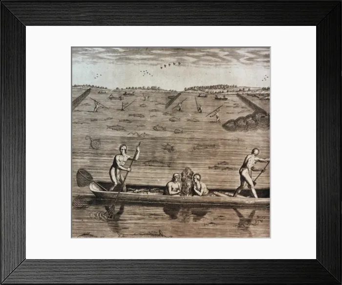 Framed Print : Their manner of fishing in Virginia Framed Print : Their manner of fishing in Virginia