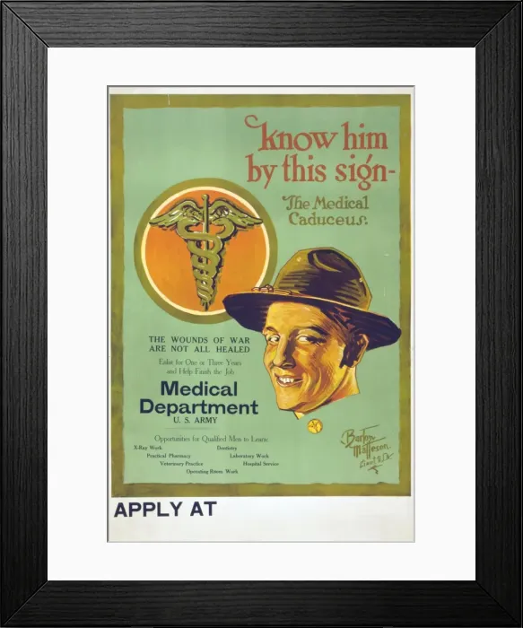 Framed Print : Know him by this sign - the medical caduceus The wounds of w Framed Print : Know him by this sign - the medical caduceus The wounds of w