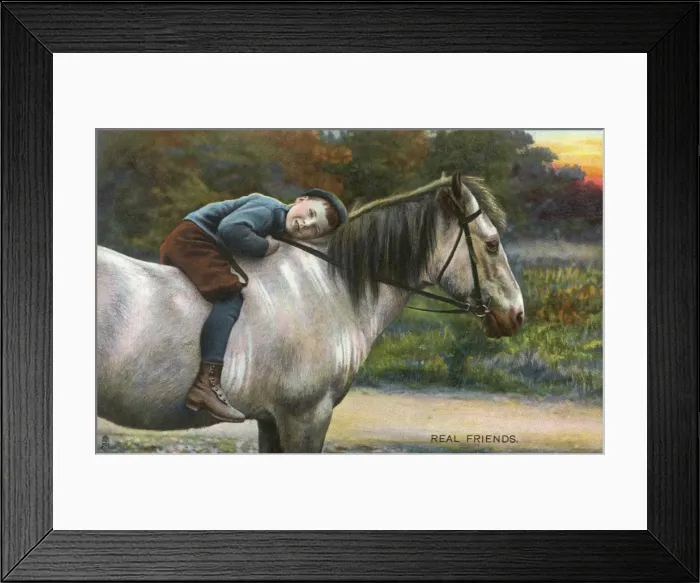 Framed Print : Real Friends - Young Boyand his favourite horse Framed Print : Real Friends - Young Boyand his favourite horse