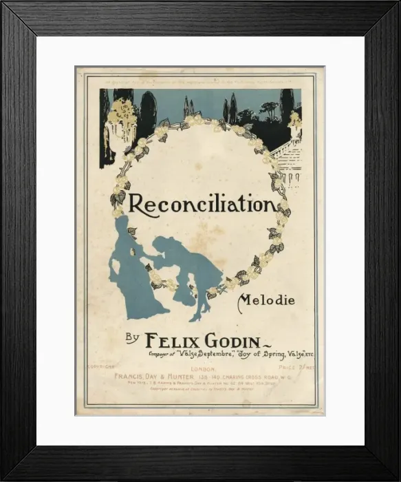 Framed Print : Sheet music cover, Reconciliation by Felix Godin Framed Print : Sheet music cover, Reconciliation by Felix Godin