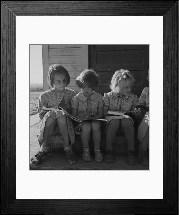 Framed Print : Girls of Lincoln Bench School study their reading lesson. Ne Framed Print : Girls of Lincoln Bench School study their reading lesson. Ne