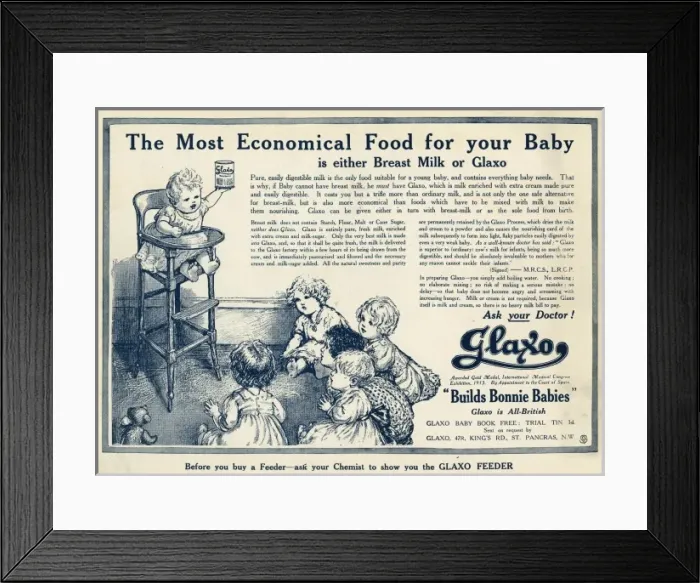 Framed Print : Advert for Glaxo baby food 1914 Framed Print : Advert for Glaxo baby food 1914