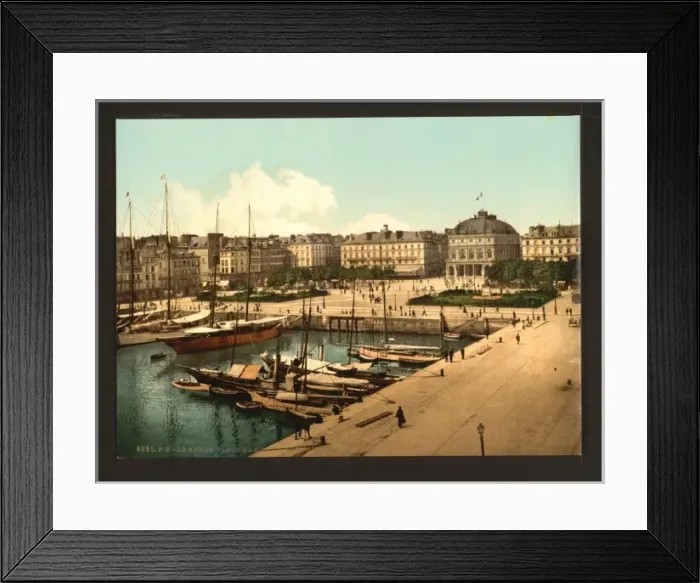 Framed Print : The Place Gambetta and docks, Havre, France