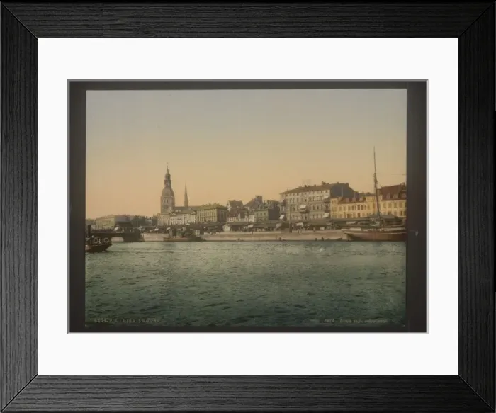 Framed Print : Panorama by the quay, Riga, Russia, (i. e. Latvia)