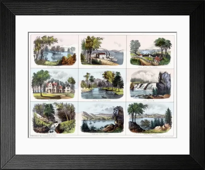 Framed Print : 19th century views of New Hampshire, America Framed Print : 19th century views of New Hampshire, America