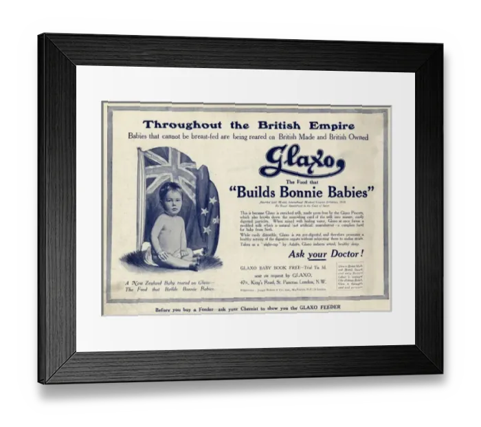 Framed Print : Advert for Glaxo baby food 1914 Framed Print : Advert for Glaxo baby food 1914