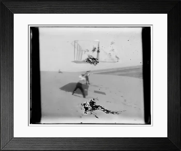 Framed Print : 1901 glider soaring, photograph from an out of focus, water- Framed Print : 1901 glider soaring, photograph from an out of focus, water-