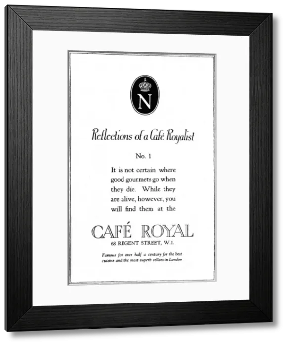 Framed Print : Cafe Royal advert Framed Print : Cafe Royal advert