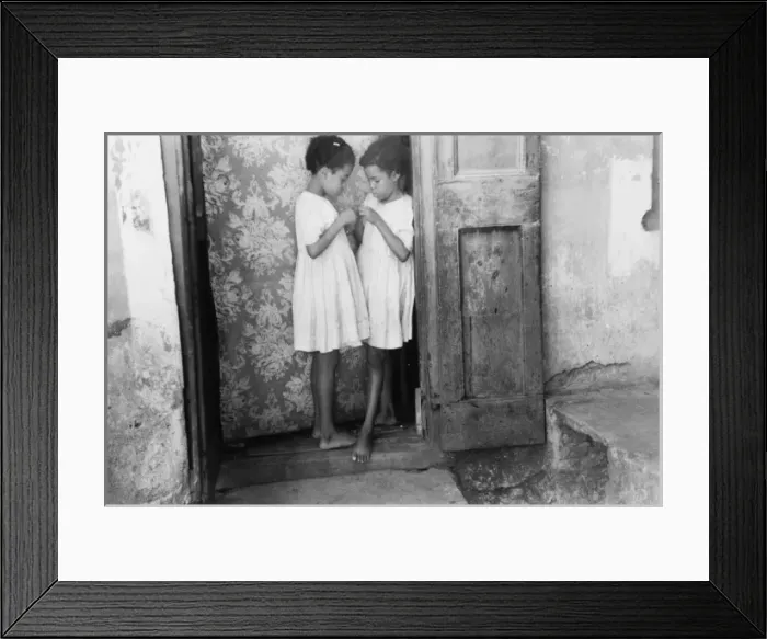 Framed Print : Children living in one of the substandard houses on a side s Framed Print : Children living in one of the substandard houses on a side s