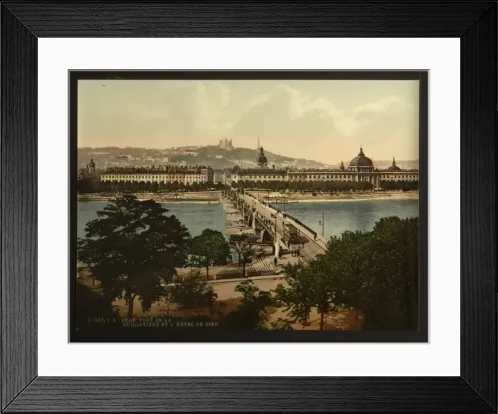 Framed Print : Bridge of the Guillotiere and the Hotel de Dieu, Lyons, Fran Framed Print : Bridge of the Guillotiere and the Hotel de Dieu, Lyons, Fran