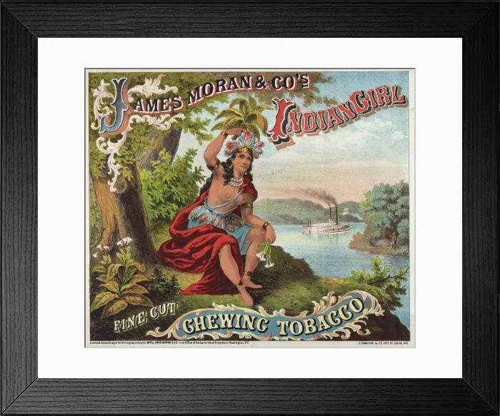 Framed Print : James Moran & Co.s Indian Girl Chewing Tobacco Framed Print : James Moran & Co.s Indian Girl Chewing Tobacco