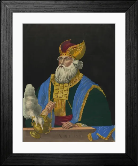 Framed Print : Aaron. Aaron, half-length portrait, facing left, holding incense censer. Date c1874 Framed Print : Aaron. Aaron, half-length portrait, facing left, holding incense censer. Date c1874
