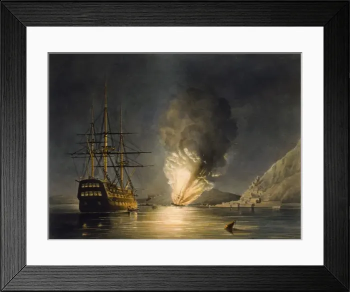 Framed Print : The explosion of the United States Steam Frigate Missouri, a Framed Print : The explosion of the United States Steam Frigate Missouri, a