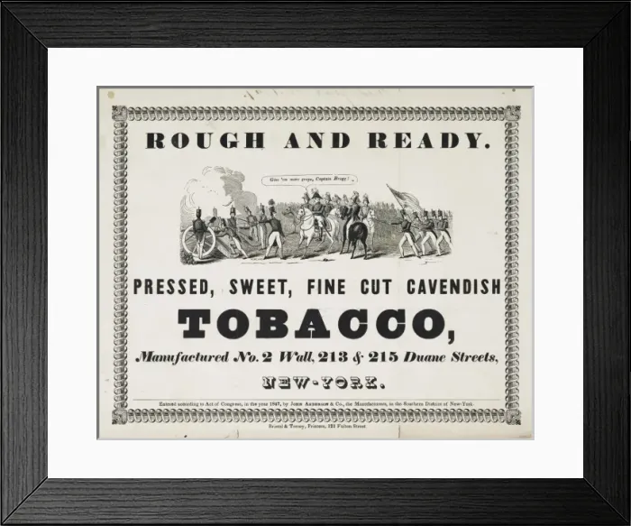 Framed Print : Rough and ready Pressed, sweet fine cut Cavendish tobaco, ma Framed Print : Rough and ready Pressed, sweet fine cut Cavendish tobaco, ma