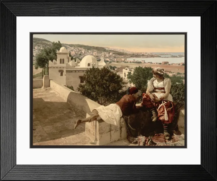 Framed Print : Moorish woman and child on the terrace, I, Algiers, Algeria Framed Print : Moorish woman and child on the terrace, I, Algiers, Algeria