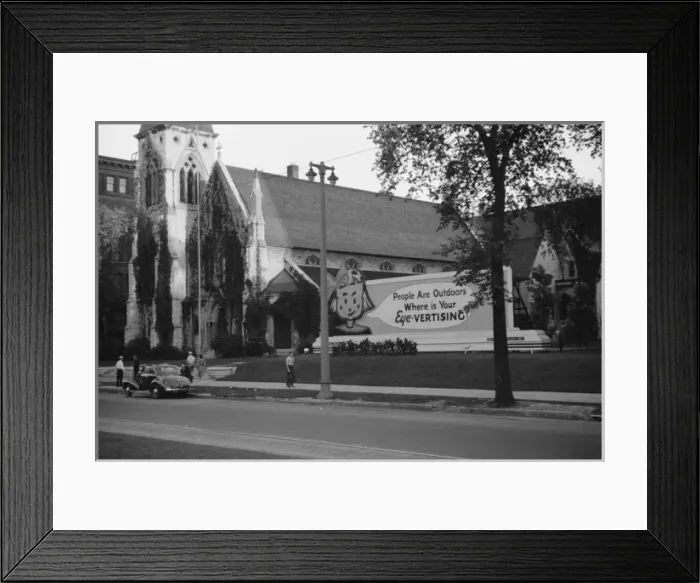 Framed Print : Church and signboard, Milwaukee, Wisconsin Framed Print : Church and signboard, Milwaukee, Wisconsin