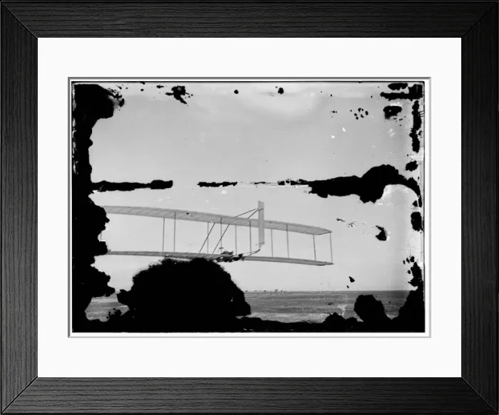 Framed Print : Left view of Wilbur gliding, Kitty Hawk Lifesaving Station a Framed Print : Left view of Wilbur gliding, Kitty Hawk Lifesaving Station a