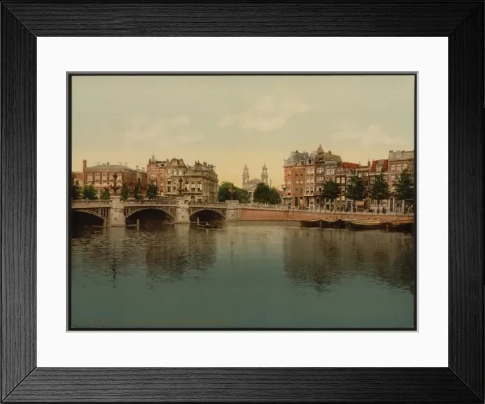 Framed Print : Blue bridge and the Amstel River, Amsterdam, Holland Framed Print : Blue bridge and the Amstel River, Amsterdam, Holland