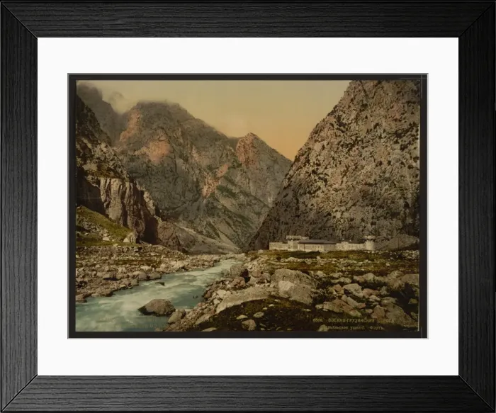 Framed Print : Military road. Fortress in the Dariel Ravine, Caucasus, Russ Framed Print : Military road. Fortress in the Dariel Ravine, Caucasus, Russ
