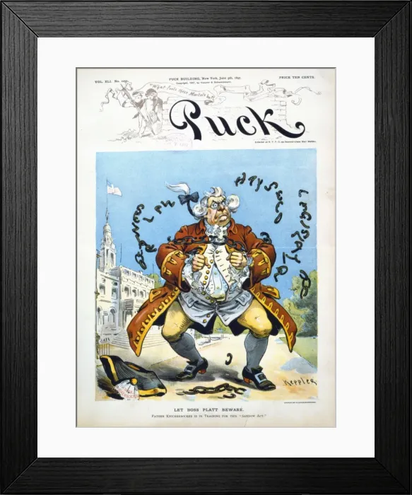 Framed Print : Let Boss Platt beware - Father Knickerbocker is in training Framed Print : Let Boss Platt beware - Father Knickerbocker is in training