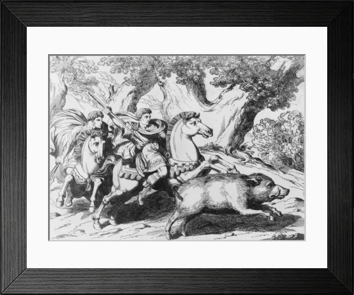 Framed Print : The Emperor Hadrian hunting wild boar Framed Print : The Emperor Hadrian hunting wild boar