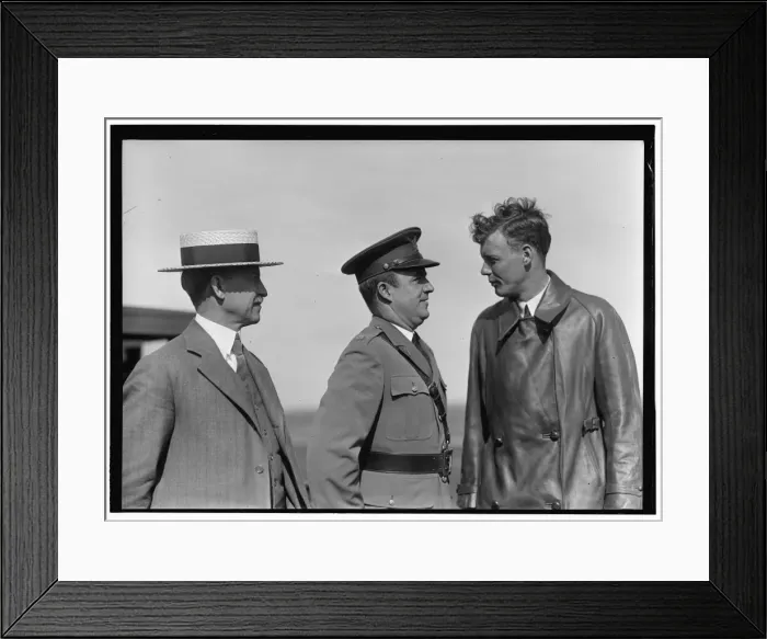 Framed Print : Orville Wright, Major John F. Curry, and Colonel Charles Lin