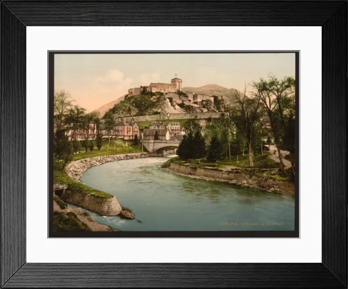 Framed Print : Castle and river, Lourdes, Pyrenees, France Framed Print : Castle and river, Lourdes, Pyrenees, France