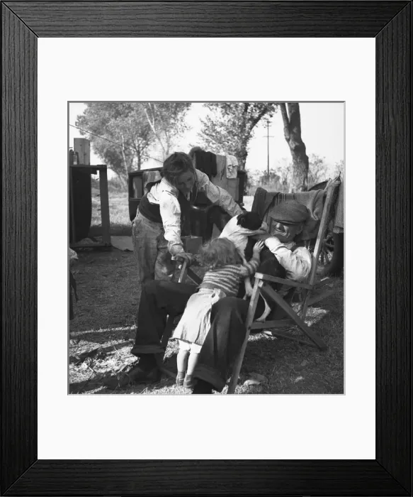 Framed Print : Destitute family. American River camp, Sacramento, Californi Framed Print : Destitute family. American River camp, Sacramento, Californi