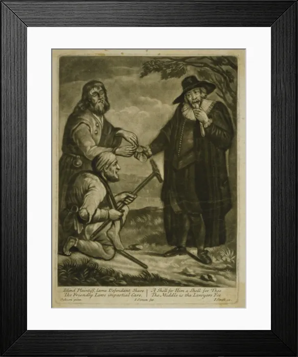 Framed Print : Blind plaintiff, lame defendant share Framed Print : Blind plaintiff, lame defendant share