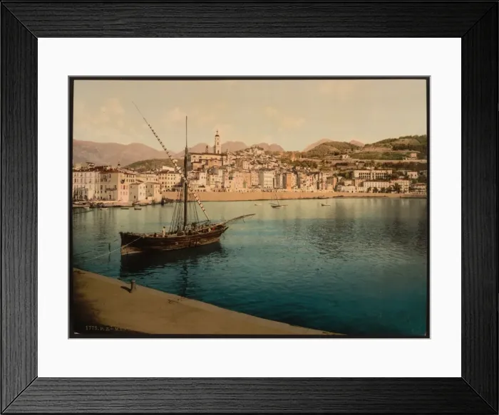 Framed Print : The harbor and old town, Mentone, Riviera Framed Print : The harbor and old town, Mentone, Riviera